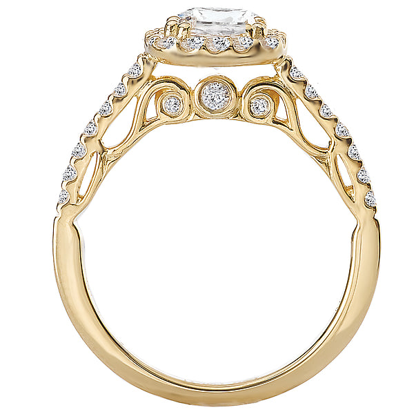 14K Yellow Gold Halo Semi-Mount Romance Collection Wedding Ring.