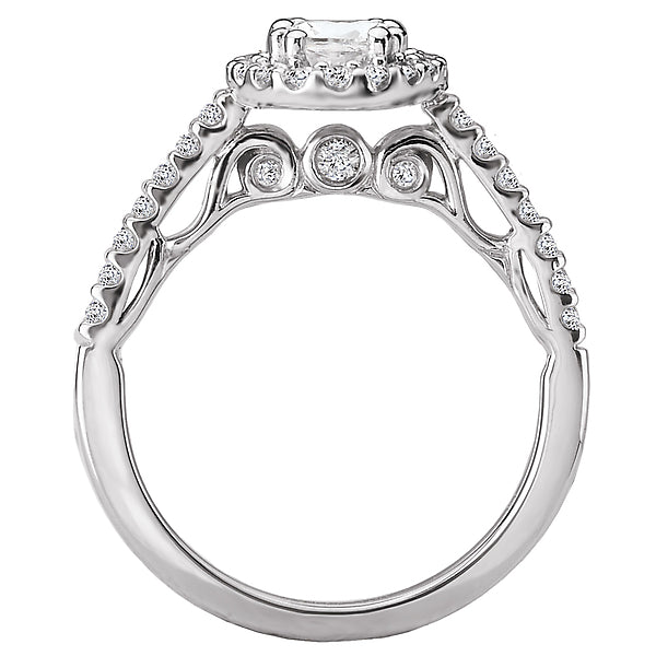 14K White Gold Halo Semi-Mount Romance Collection Wedding Ring.