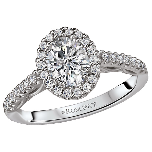 14K White Gold Halo Semi-Mount Romance Collection Wedding Ring.