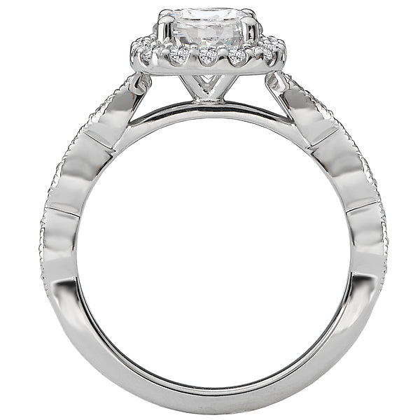 14K White Gold Romance Collection Halo Semi Mount Wedding Ring.