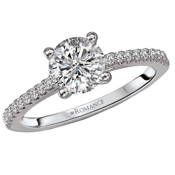 14K White Gold Peg Head Semi-Mount Romance Collection Wedding Ring.