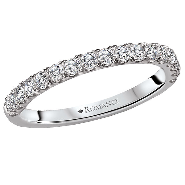 14K White Gold Romance Collection Wedding Band.