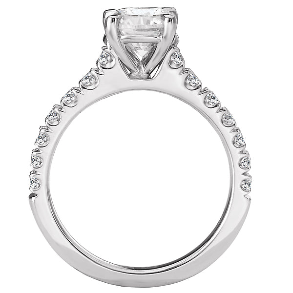 14K White Gold Peg Head Semi-Mount Romance Collection Wedding Ring.