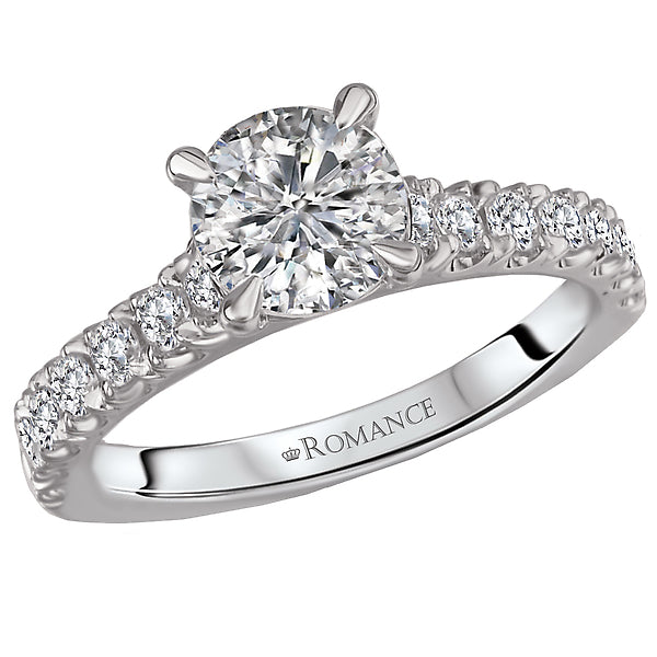 14K White Gold Peg Head Semi-Mount Romance Collection Wedding Ring.