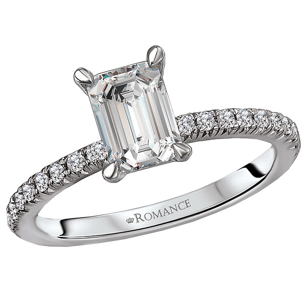 14K White Gold Peg Head Semi-Mount Romance Collection Wedding Ring.