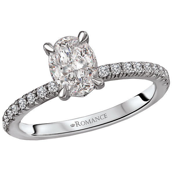 14K White Gold Peg Head Semi-Mount Romance Collection Wedding Ring.