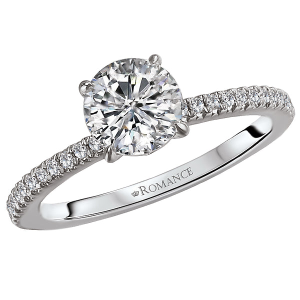 14K White Gold Peg Head Semi-Mount Romance Collection Wedding Ring.