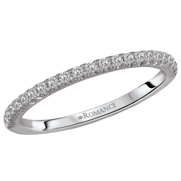 14K White Gold Romance Collection Wedding Band.