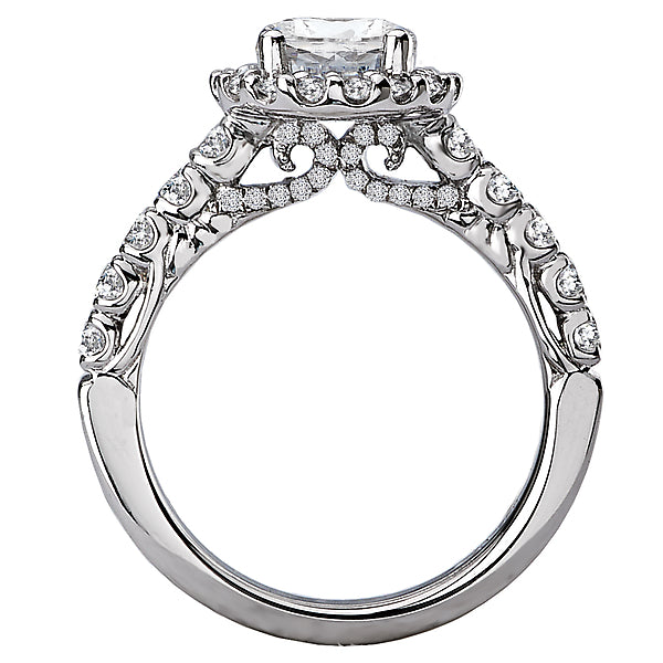 14K White Gold Halo Semi-Mount Romance Collection Wedding Ring.