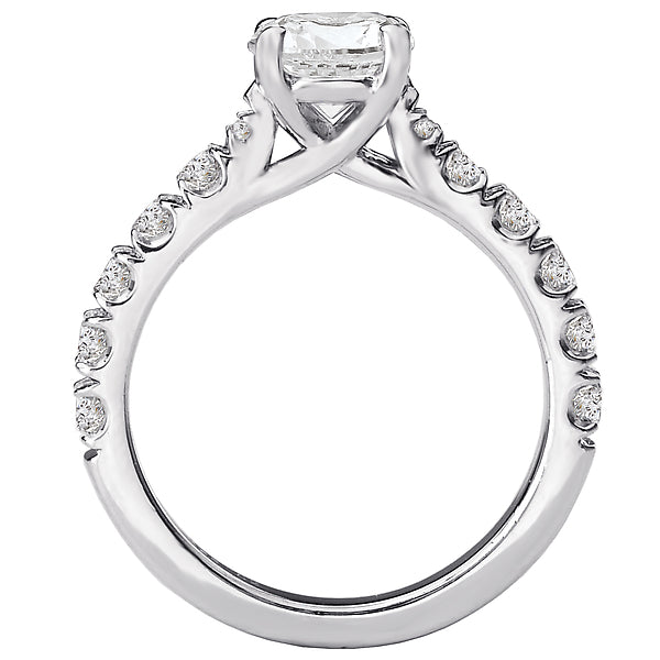 14K White Gold Classic Semi-Mount Romance Collection Wedding Ring.