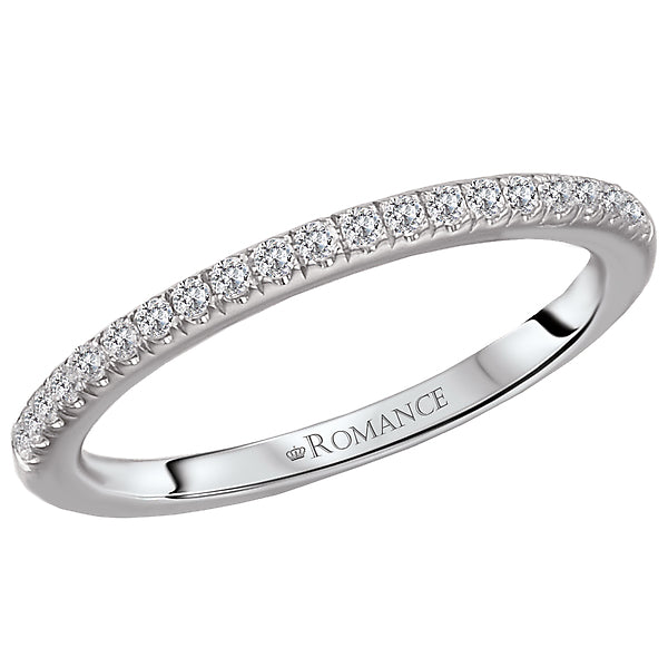 14K White Gold Romance Collection Wedding Band.