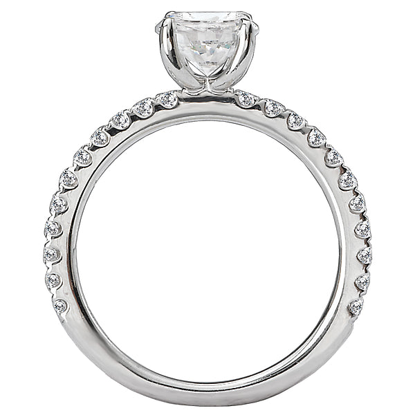 14K White Gold Classic Semi-Mount Romance Collection Wedding Ring.