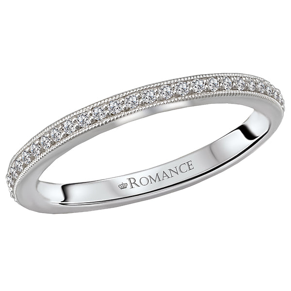 14K White Gold Romance Collection Wedding Band.