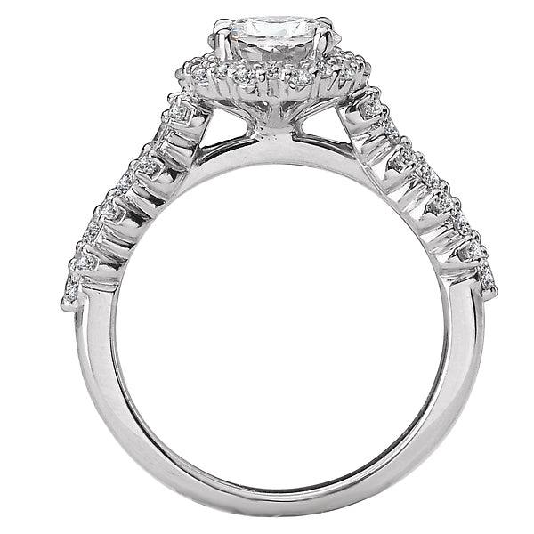 14K White Gold Halo Semi-Mount Romance Collection Wedding Ring.