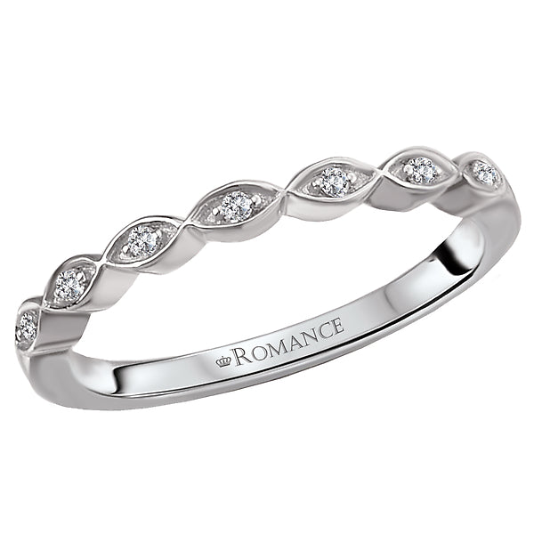 14K White Gold Romance Collection Wedding Band.