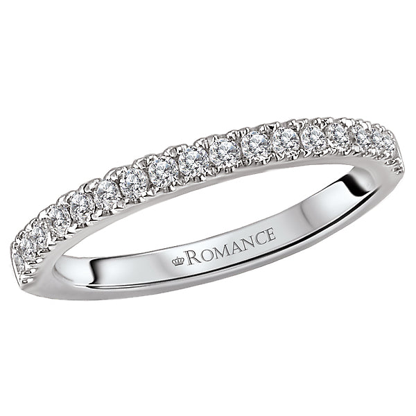 14K White Gold Romance Collection Wedding Band.