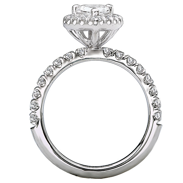 14K White Gold Halo Semi-Mount Romance Collection Wedding Ring.