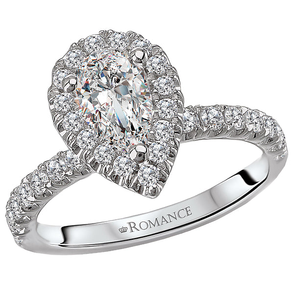 14K White Gold Halo Semi-Mount Romance Collection Wedding Ring.