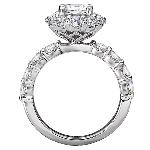 14K White Gold Halo Semi-Mount Romance Collection Wedding Ring.