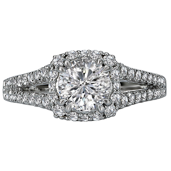 14K White Gold Split Shank Semi-Mount Romance Collection Wedding Ring.