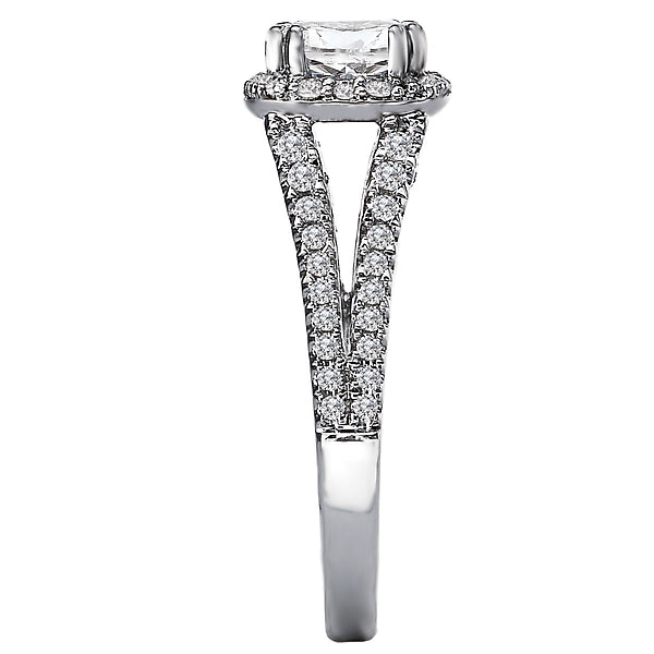 14K White Gold Split Shank Semi-Mount Romance Collection Wedding Ring.