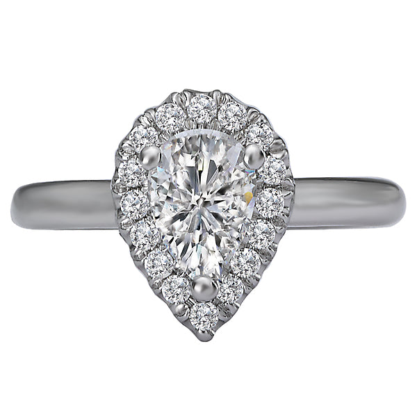 14K White Gold Halo Semi-Mount Romance Collection Wedding Ring.