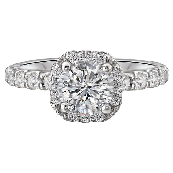 14K White Gold Halo Semi-Mount Romance Collection Wedding Ring.