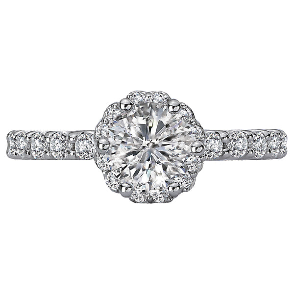 14K White Gold Halo Semi-Mount Romance Collection Wedding Ring.