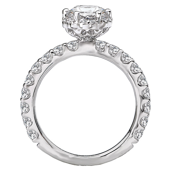 14K White Gold Halo Semi-Mount Romance Collection Wedding Ring.