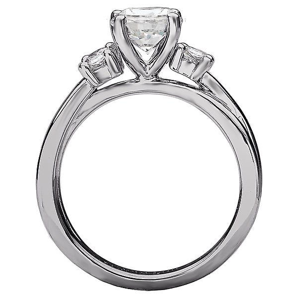 3-Stone Semi-Mount 14K White Gold Romance Collection Wedding Ring.