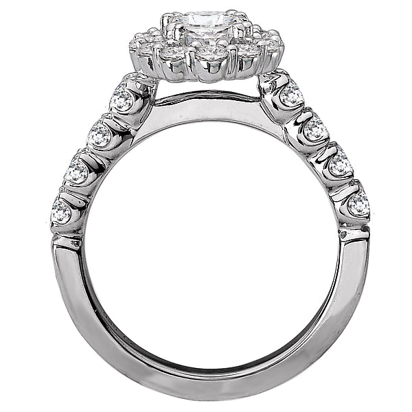 14K White Gold Halo Semi-Mount Romance Collection Wedding Ring.