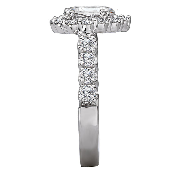 14K White Gold Halo Semi-Mount Romance Collection Wedding Ring.