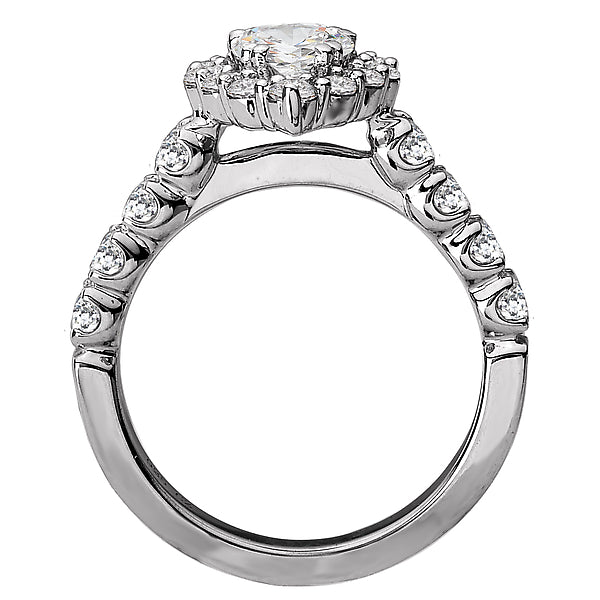 14K White Gold Halo Semi-Mount Romance Collection Wedding Ring.