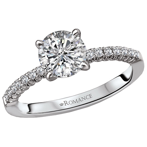 14K White Gold Peg Head Semi-Mount Romance Collection Wedding Ring.