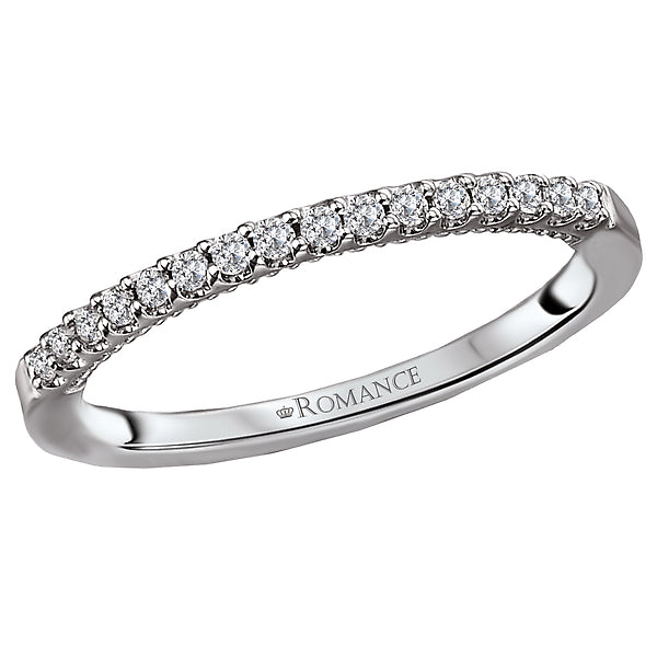 14K White Gold Romance Collection Wedding Band.