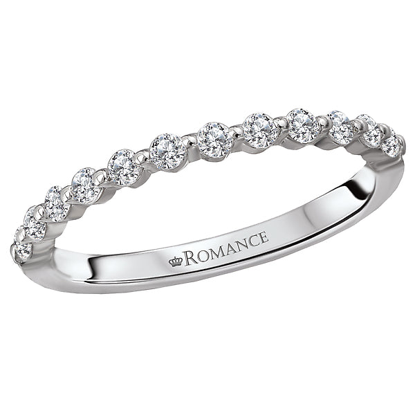 14K White Gold Romance Collection Wedding Band.