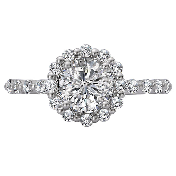 14K White Gold Halo Semi-Mount Romance Collection Wedding Ring.