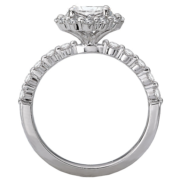 14K White Gold Halo Semi-Mount Romance Collection Wedding Ring.