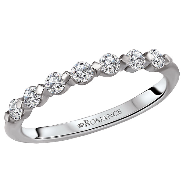 14K White Gold Romance Collection Wedding Band.