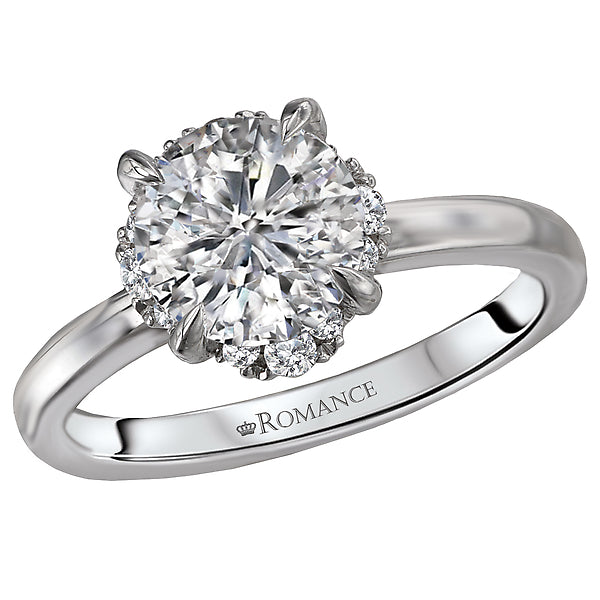 14K White Gold Halo Semi-Mount Romance Collection Wedding Ring.