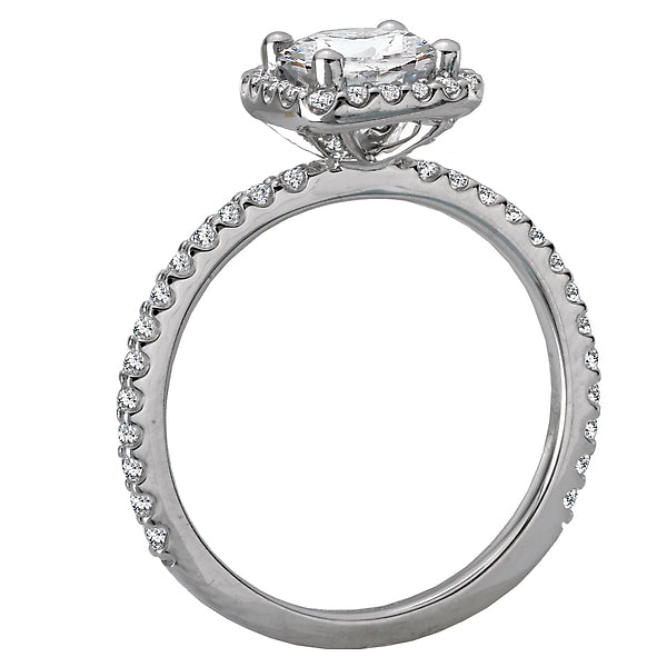 14K White Gold Halo Semi-Mount Romance Collection Wedding Ring.