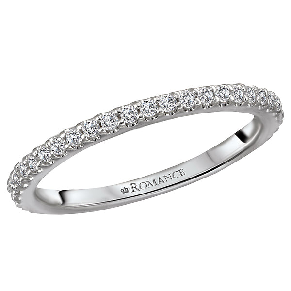 14K White Gold Romance Collection Wedding Band.