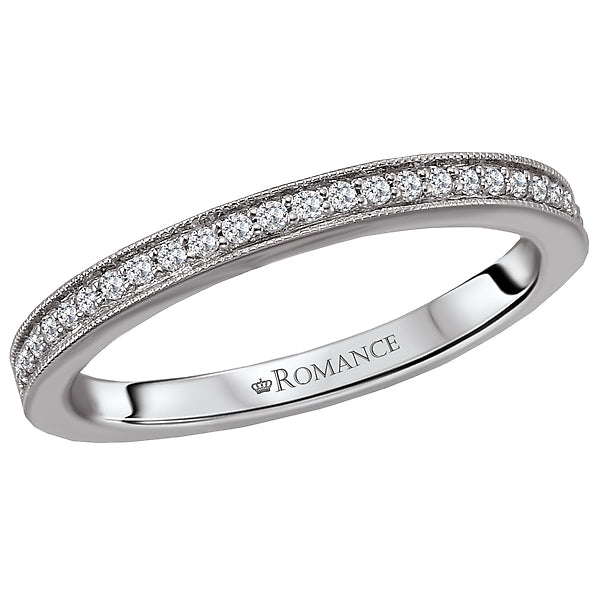 14K White Gold Romance Collection Wedding Band.