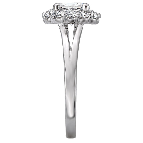 14K White Gold Split Shank Semi-Mount Romance Collection Wedding Ring.