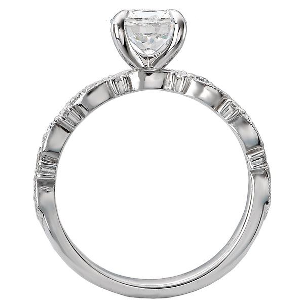 14K White Gold Infinity Semi-Mount Romance Collection Wedding Ring.