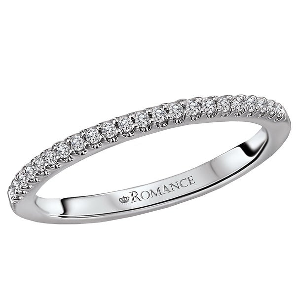 14K White Gold Romance Collection Wedding Band.