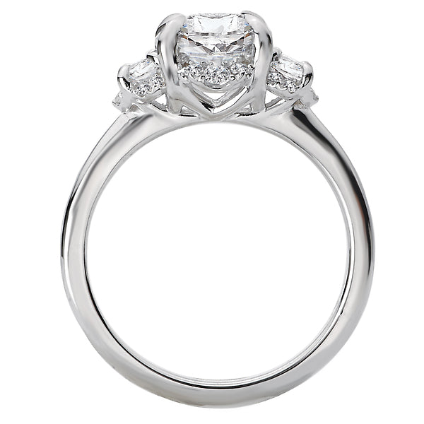 3-Stone Semi-Mount 14K White Gold Romance Collection Wedding Ring.