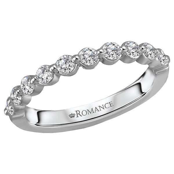 14K White Gold Romance Collection Wedding Band.