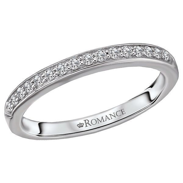 14K White Gold Romance Collection Wedding Band.