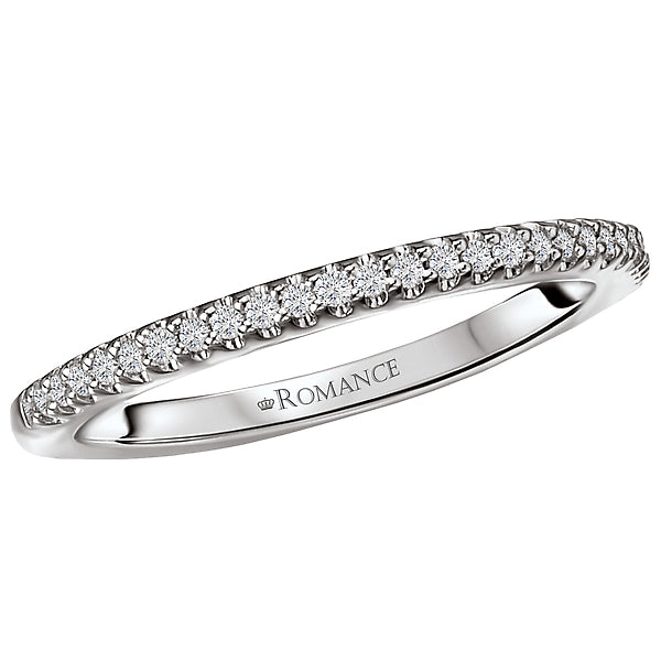 14K White Gold Romance Collection Wedding Band.